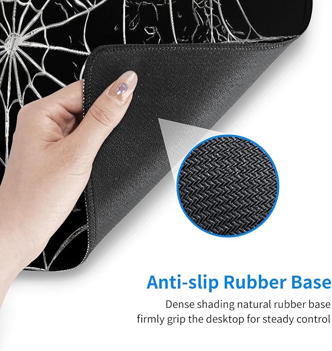 Spider Web Black Large Mouse Pad & Desk Mat Extended Mousepad with Stitched Edges Non-Slip Rubber Base Laptop Computer Keyboard Pad for Gaming, Office & Home Decor, XL - 31.5" X 11.8"