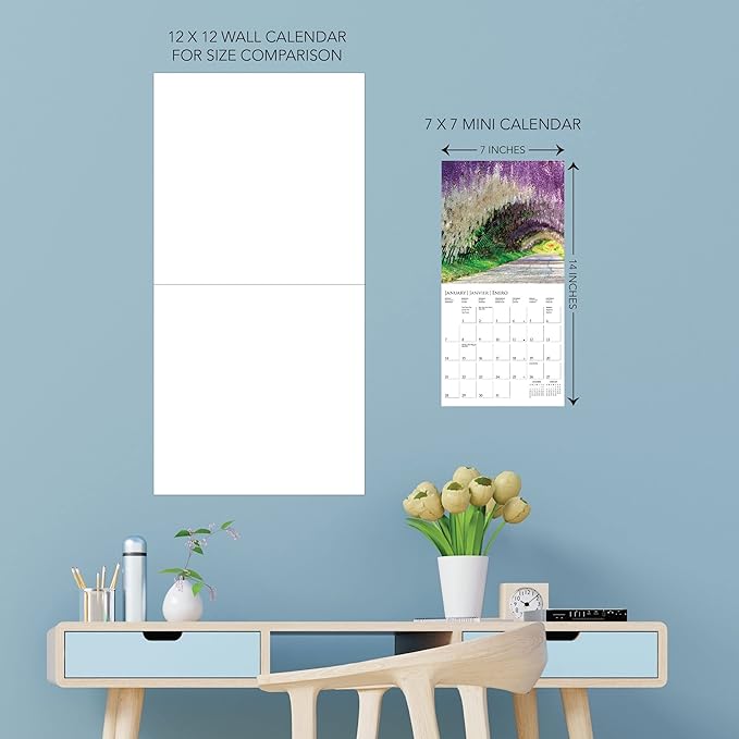 Graphique 2024 In the Garden Mini Wall Calendar | 7” x 7” | Thick Paper | Home & Office Organizer | Large Monthly Grid | 3 Languages & Marked Holidays | 4 Month Preview Page for 2025
