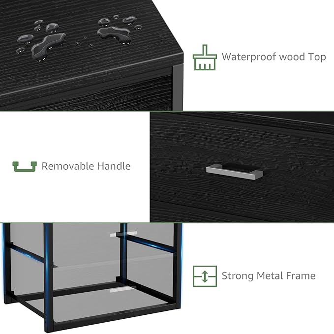 BOLUO Stackable Storage Drawers Closet Organizers and Storage Fabric 2 Drawer Dresser for Bedroom Office Black Modern