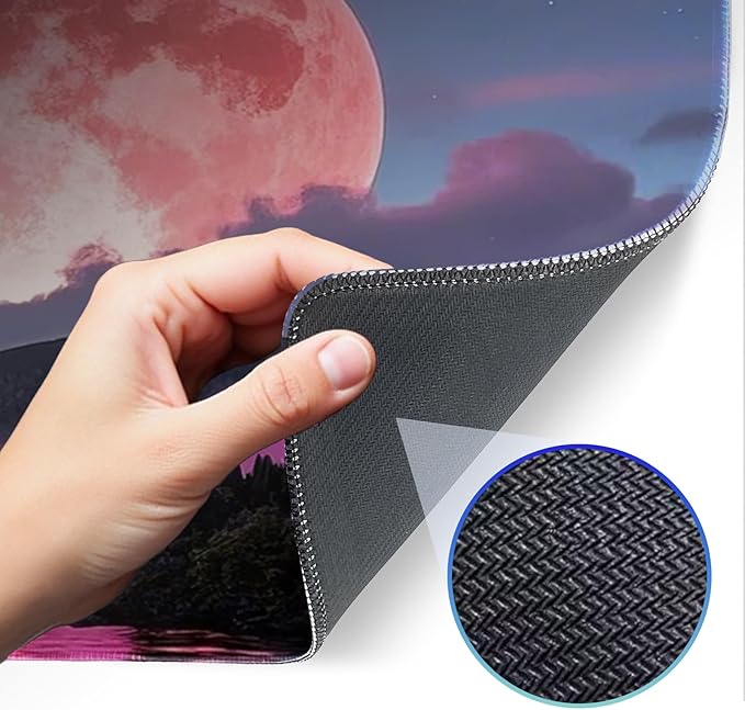 Mouse Pad, Gaming Mouse Pad, Large Laptop Pad, Waterproof and Non-Slip, Gaming Office Sewn Desk Pad, 31.5x11.8 Inch Extended, Moon Mountain