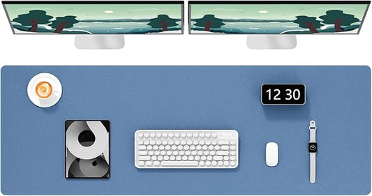 Hsurbtra Desk Pad, 48" x 17" PU Leather Desk Mat, XXXL Extended Mouse Pad, Waterproof Desktop Blotter Protector, Non-Slip Ultra Thin Large Laptop Keyboard Writing Mat for Office Home, Dark Blue