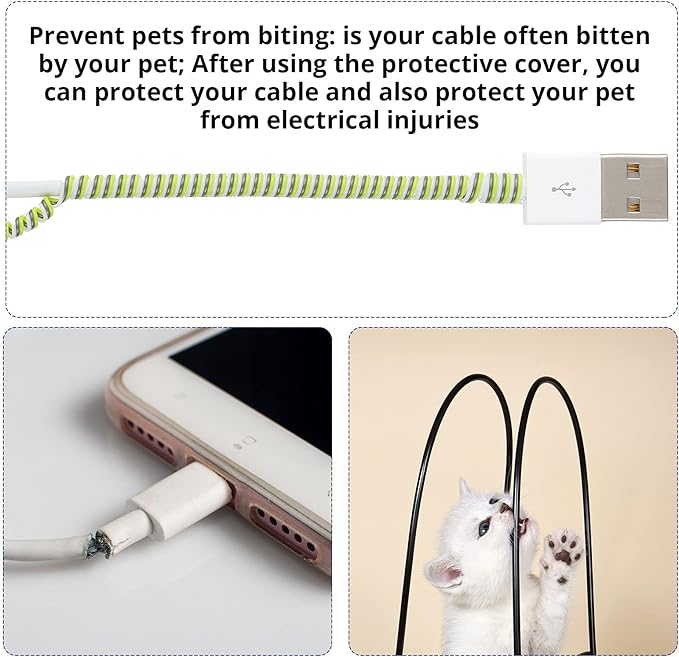 Frienda 10 Pcs Cord Protectors from Pets No Chew Spiral Cable Protector 43.3'' Phone Charger Cover Data Cable Protective Sleeve Chew Proof USB Wire Cover Stylish for Cat Dog Rabbit (Classic Colors)
