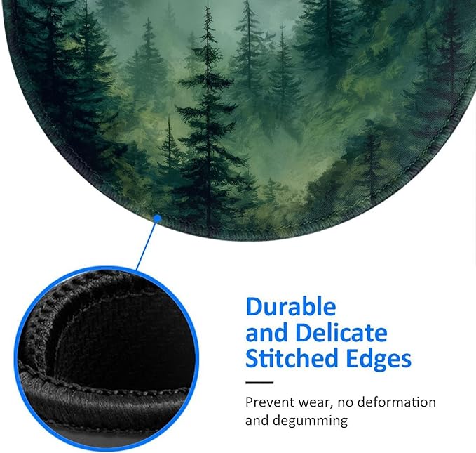 Green Mountain Round Mouse Pad Premium Textured Mouse Mat Washable Mousepads with Extended Stitched Edges Non Slip Rubber Base Small Mousepad 7.9 X 7.9 X 0.12 Inches