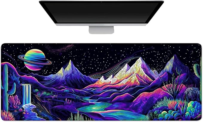 Desk Mat,Desk Pad, XXL Large Mouse Pad,Anti-Slip Big Mousepad with Stitched Edges,Extended Computer Mouse Pads for Desktop Cactus and Mountains