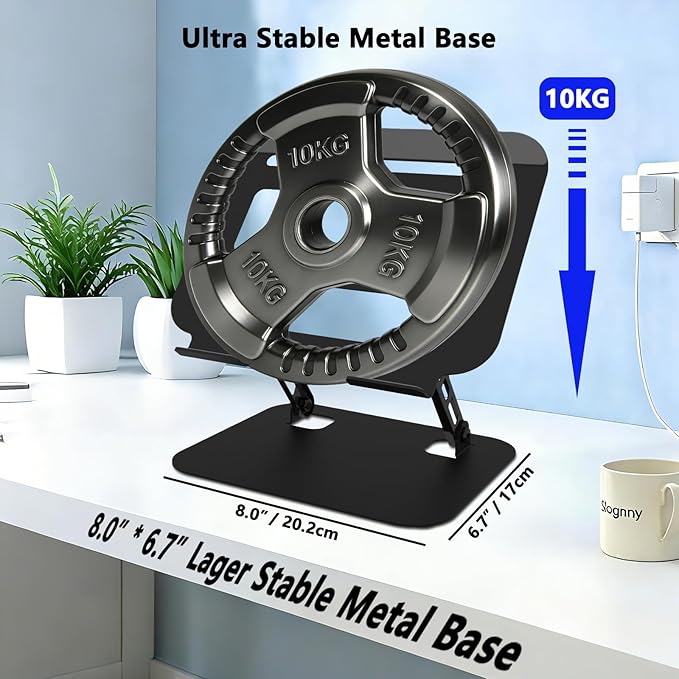 Adjustable Laptop Stand for Desk, Ultra Stable Metal Base Laptop Holder Riser, Fully Foldable for Storage and Easy to Carry, Fit for MacBook Pro/Air HP 14 All Under 16” Devices (Black)