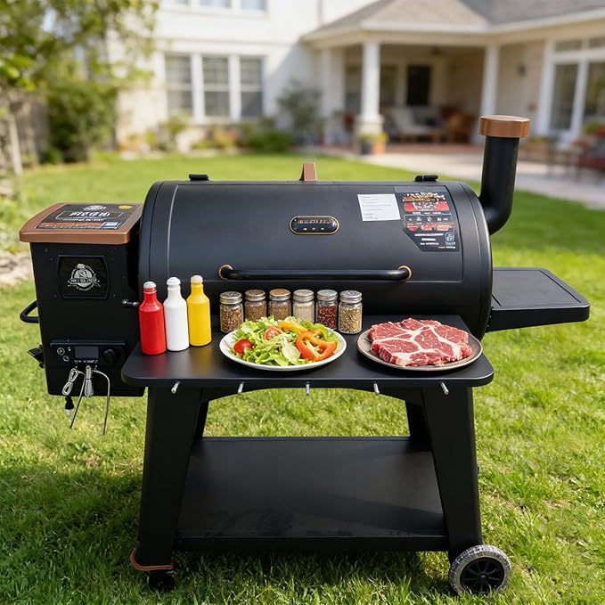 Utheer Folding Front Shelf for Pit Boss Austin XL 1000 Onyx & Savannah 1500, 29.5" Heavy-Duty Grill Prep Table with 5 Hooks, Space-Saving Steel Front Shelf
