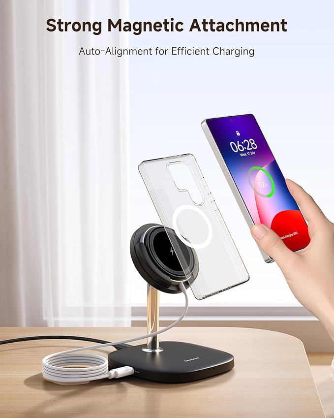Magnetic Charger for Samsung Galaxy S26 Ultra/S26+/S26/S25/S24/Z Flip7/Z Flod7 & iPhone Air/17-12 Series, Detachable Wireless Charging Station Compatible with MagSafe