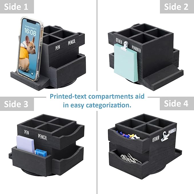 MOOCA 360-degree Rotating Pen Holder for Desk, Desk Organizers and Accessories with 7 Compartments Pencil Organizer, Art Supply Storage Box Caddy for Office, Desktop Storage Stationery Supplies