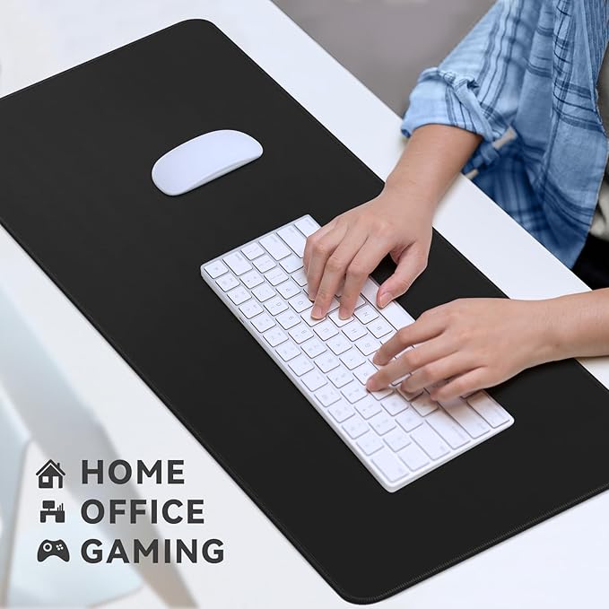 Gaming Mouse Pad Big Mousepad with Non-Slip Rubber Base, 31.5 x 11.8 in XL Large Computer Mat for Gaming Home Office, Long Keyboard Pad Black Mouse Mat for Computer with Stitched Edges, Black