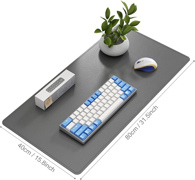 DAWNTREES Desk Mat for Desktop,PU Leather Desk Pad Protector,Non Slip, Large Mouse Pad and Keyboard Mat, Waterproof Writing Pad for Office and Home (Dark Gray)