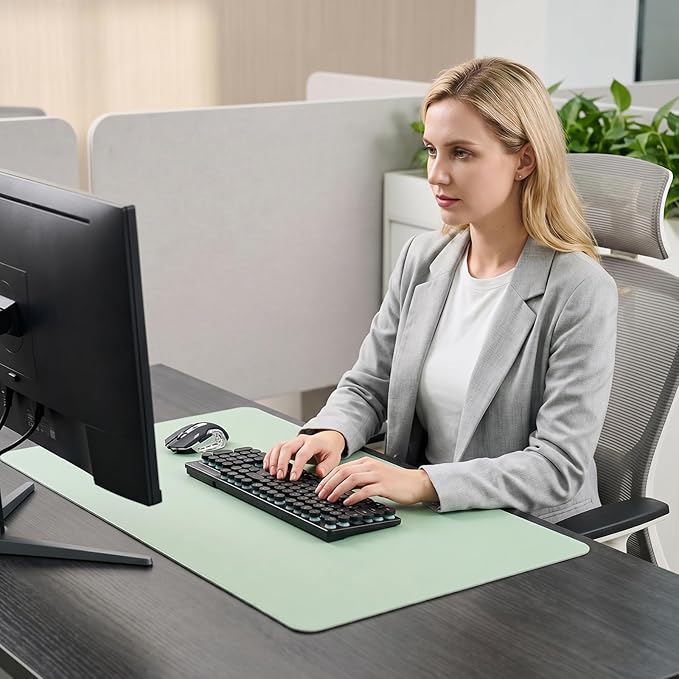 Dual-Sided Desk Pad for Office and Home - Desk Organization and Accessories - Ideal for Mouse Pad and Desk Mats on Top of Desks(Green,11.03'' x 22.85'')