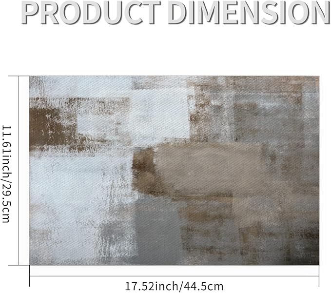 Placemats Set of 4 Grey Modern Abstract Art Washable Heat-Resistant Plastic PVC Table Mat Non-Slip Wipeable Woven Vinyl Place Mats for Outdoor Indoor Patio Dining Kitchen Dinner Table Decor