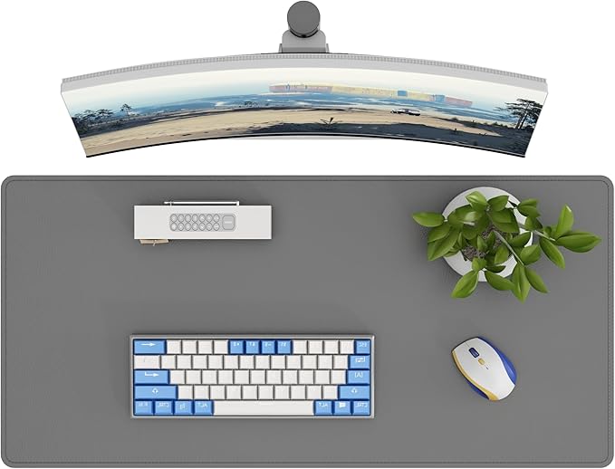 DAWNTREES Desk Mat for Desktop,PU Leather Desk Pad Protector,Non Slip, Large Mouse Pad and Keyboard Mat, Waterproof Writing Pad for Office and Home (Dark Gray)