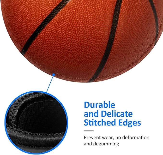 Basketball Round Mouse Pad Premium Textured Mouse Mat Washable Mousepads with Extended Stitched Edges Non Slip Rubber Base Small Mousepad 7.9 * 7.9 * 0.12 Inches