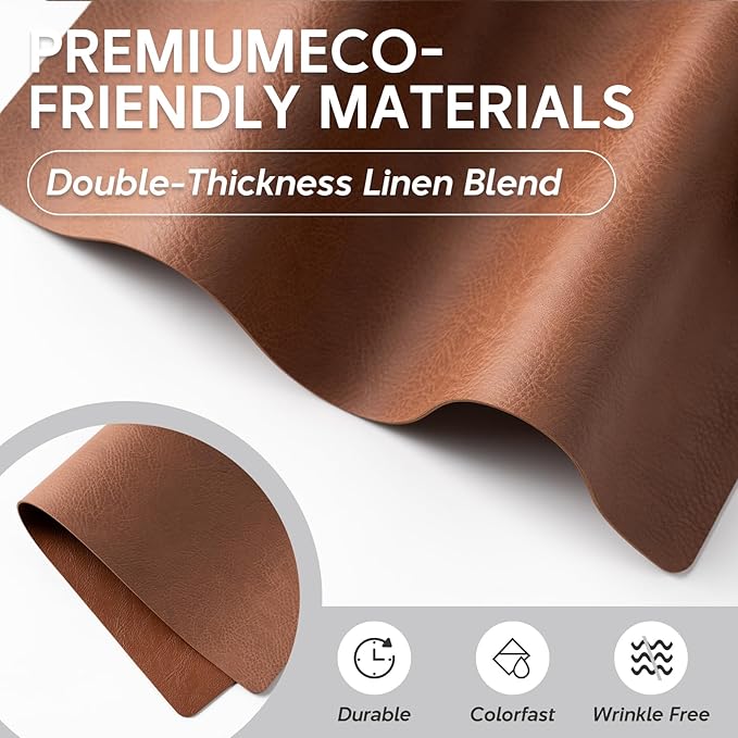 Placemats Set of 4 - Faux Leather 100% Waterproof Oil-Proof Wipeable PU Place Mats, Heat Resistant Reversible Table Mats for Kitchen, Dining, Outdoor (Reddish Brown)