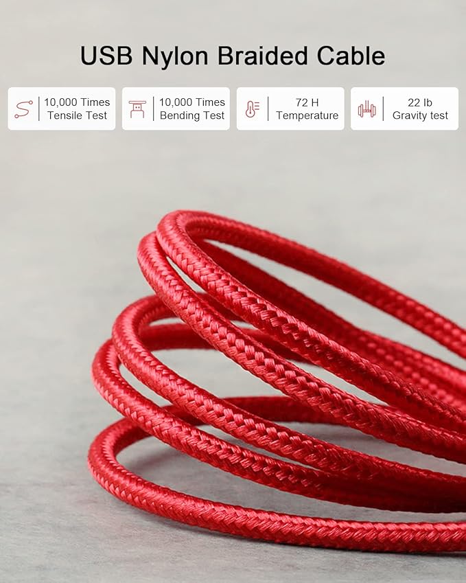 USB A to USB C Cable 3.3ft+6.6ft (Red), 10Gbps Data Transfer and 60W 3A Fast Charging Cable, USB C 3.1/3.2 Cable for Samsung Galaxy S22 S21 S20 S10 iPad Pro and Other Type-C Devices
