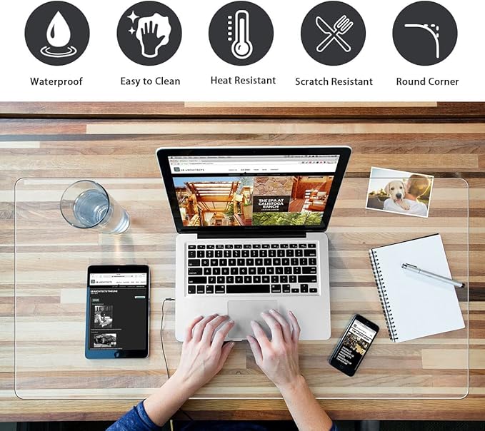 Clear Desk Mats on Top of Desks 24 x 60 Inch Multifunctional Desk Pad Large Office Desk Protector with Mouse Pad Transparent Table Protector Non-Slip Plastic Desk Writing Mat for Office Home