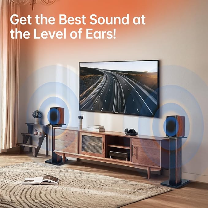 24 Inch (60CM) - Pair- Wood Speaker Stands for Home-Cinema HiFi Desktop and Satellite Speakers Monitor Stands