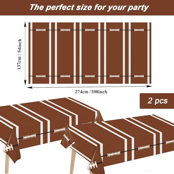 Football Party Tableware Kit for 24 Guests Football Theme Birthday Party Decorations Kids Rugby Party Table Supplies Includes Plates, Napkins, Tablecloths