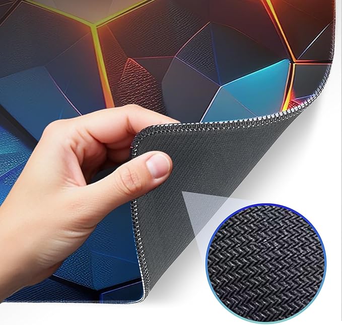 Gaming Mouse Pad, Geometric Design, Non-Slip Rubber Bottom, Stitched Edges, for Home, Office, Gaming, 31.5 x 11.8 Inch Full Desktop Large Mouse Pad for Gamers
