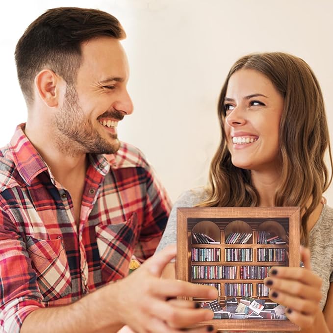 Anxiety Bookshelf – Mini Books Display for Stress Relief and Fun Decor, Perfect Decorative Miniature Library for Book Lovers, Ideal for Home Decor, Office Décor, and Thoughtful Gift Giving - Pine Wood