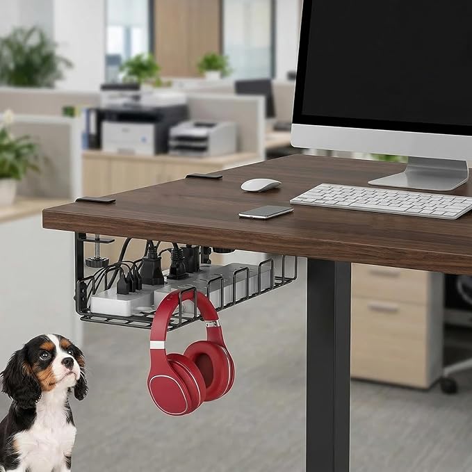 2 PCS Under Desk Cable Management Tray, L 15.7'' W 5.1'' No Drill Steel Desk Cable Organizers, Wire Management Tray