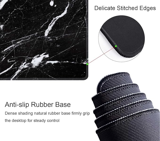 Natural Marble Texture Desk Mat Black and White Large Mouse Pad XL Desk Pad Gaming Mousepad Extended Keyboard Mat 31.5 x 11.8 in Laptop Computer Keyboard Pad Mouse Mat for Office Desk Decor