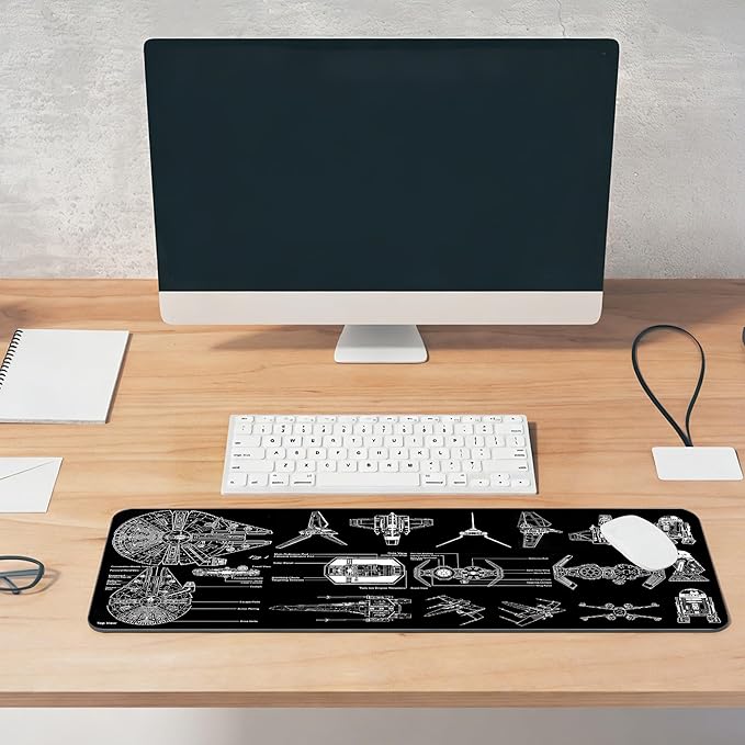 Large Gaming Mouse Pad, Desk Mat Extended XXL Keyboard Desk Pad with Non-Slip Base, 31.5x11.8 inch Black Gamer Mousepad for Office, Home & Gaming Room Decor (Spaceship Sci-f-4)