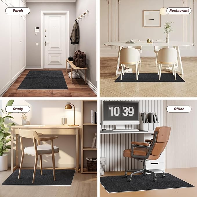 Office Chair Mat - for Hardwood Floors, Large Non-Slip Easy-Clean Floor Protection Blanket (Black, “60 x 48in”).