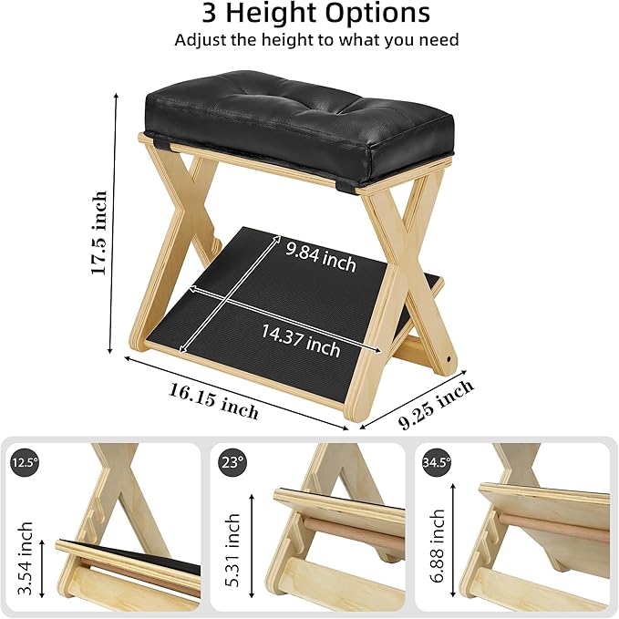 HOMELTSTBO Adjustable Foot Rest Under Desk, Wooden Double Step Footrest with 3 Height Options & Non-Slip EVA Surface, Ergonomic Foot Rest for Under Desk at Work, Enhances Posture,Home Office-Natural