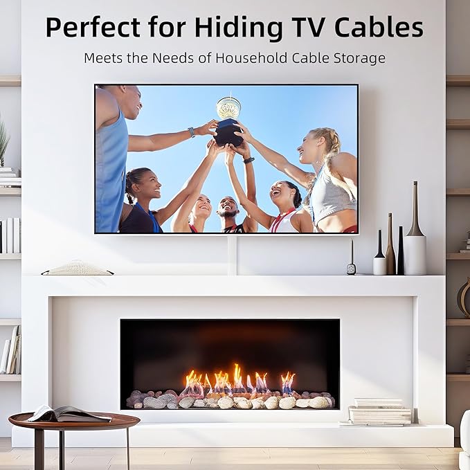 Delamu 63in Cable Hider, Cord Covers for 3-4 Wires on Wall, Paintable Cord Hider, Easy to Use Wire Covers for Cords, Wire Hiders for TV on Wall, Cable Cover Cable Management, W 1.18in H 0.60in