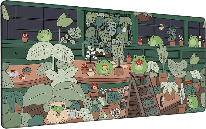 Cute Frog Mouse Pad,35.4 x 15.7 Inch Large Mouse Mat Non-Slip Rubber Stitched Edges for Writing Desk,Office,Home,Laptop