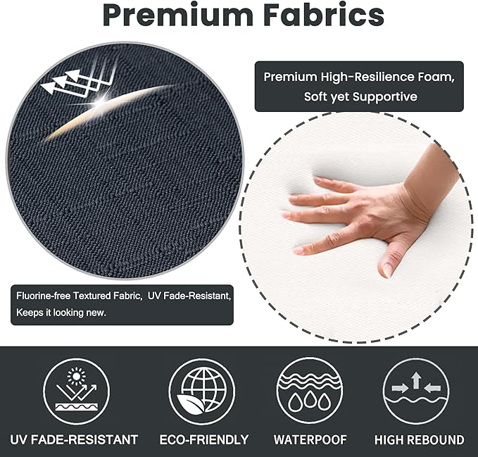 Battilo Chair Cushions for Dining Chairs with Ties, Indoor/Outdoor Kitchen Chair Pad with Non-Slip Backing, Dining Seat Cushion with Machine Washable Removable Cover, 16"x16"x2", Set of 2, Black