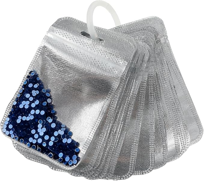 50PCS Diamond Art Bags, 4.3'' x 2.7'' Silver Storage Containers, Beads Storage Bags Reusable Jewerly Pouches for Diamond Art Kit Accessories, Craft Supplies Gem Organizer Painting Container