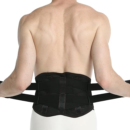 NeoTech Care Back Belt Support for Men or Women - Breathable & Adjustable Lower Back Brace - Double Pull Compression Straps (Black, Size XL)
