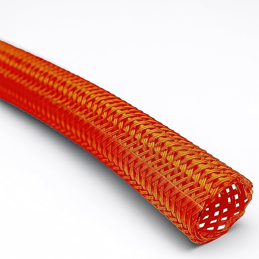 Electriduct 1/2" Hook Self Closing Sleeve Braid Wrap Around Sleeving Flame Retardant Flexible Mesh Cord Cover Cable Protector Wire Organizer - 25 Feet - Orange