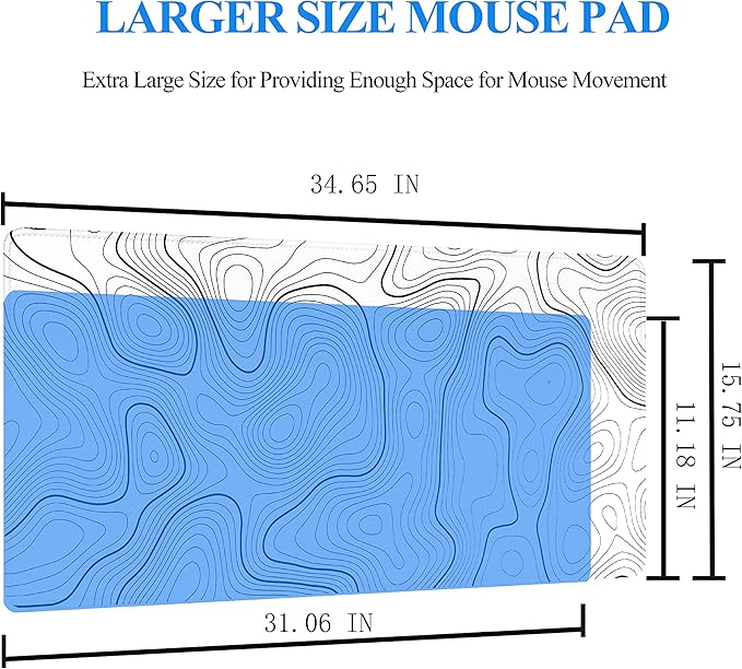 Gaming Mouse Pad Extended Large XXL Desk Pad Mat 34.65 x 15.75 Inches Keyboard Laptop Computer Mousepad with Non-Slip Base Stitched Edge for Home Office Gaming Work