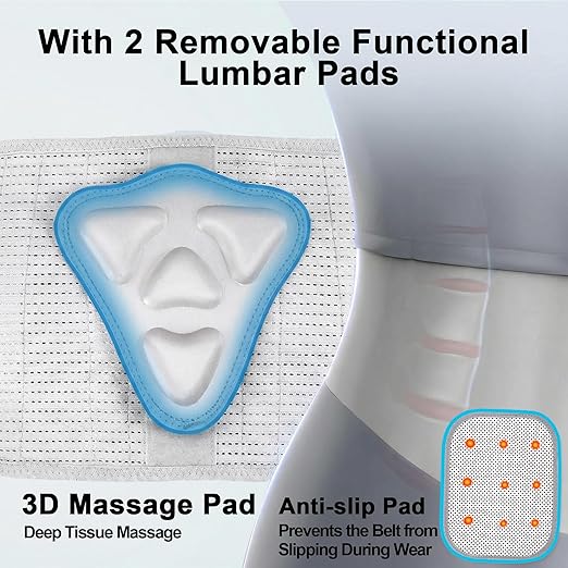 Back Brace for Lower Back Pain Relief - 4X Stronger Lumbar Support Belt with Heating Massage Pad, Adjustable Posture Corrector for Sitting Long Hours, Breathable & Thin Under Clothes for Women Men, Size M (Waist 22–29")