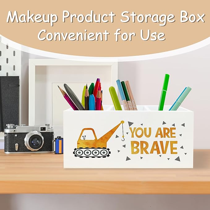 Inspirational Truck Pen Pencil Holder for School Counselor Office Classroom Desk, You Are Brave Motivational Pen Pencil Holder Organizer for Therapy Kids Room, Inspirational Office Decor
