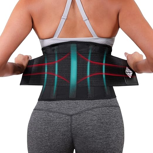 Ultra Thin Adjustable Back Brace for Men & Women - Flexible Supportive Lower Back Pain Relief with Breathable Dual-Tension Straps & Industrial Grip for Sciatica, Scoliosis, Herniated Disc, M