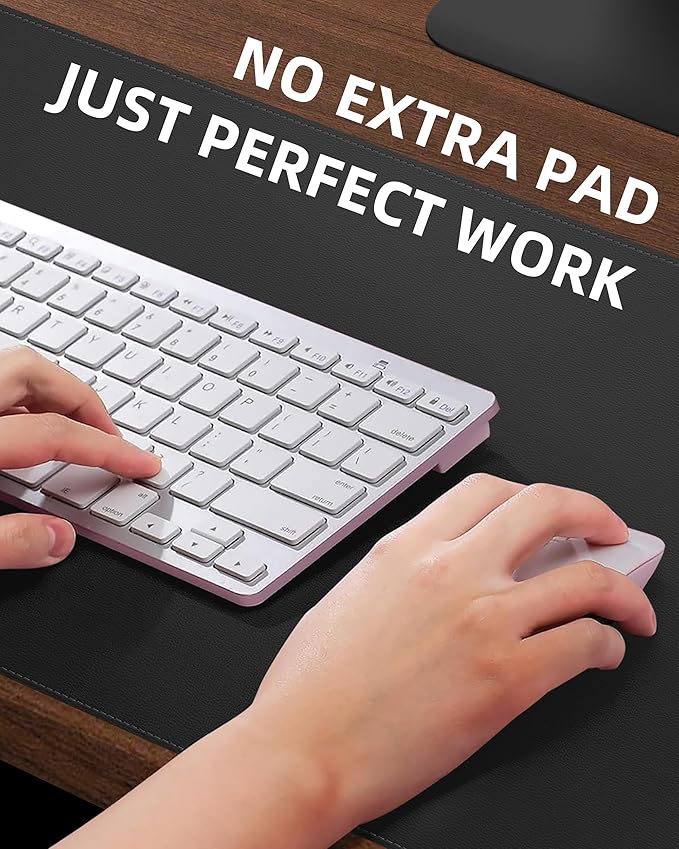 Leather Desk Pad Protector,Office Desk Mat,Large Mouse Pad, Non-Slip PU Leather Desk Blotter,Desk Cover mat,Waterproof Desk Writing Pad for Office and Home (Black,35.4" x 17")