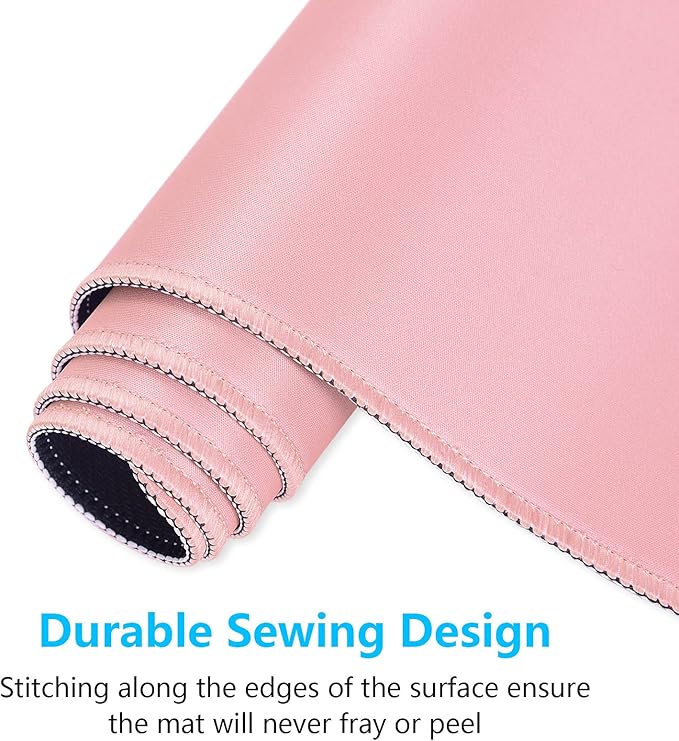 Dapesuom Large Gaming Mouse Pad, Extended Mouse Mat with Stitched Edges, Full Size Keyboard Pad with Non-Slip Base, Big XXL Computer Desk Mats for Gamer, Laptop, Office, 35.5 x 15.7in, Pink