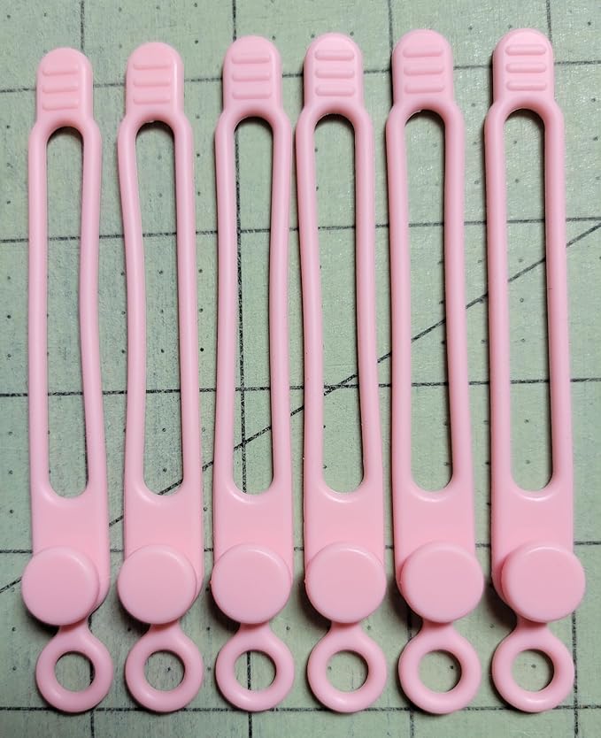Set of 6 Pink Silicone Cable Straps Organizer, Wire Management Ties for Bundling Phone Charger Cables, Earphones, Computer Cords, Organize Home Office (Pink6)