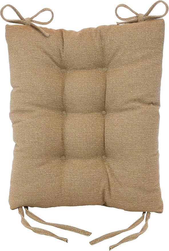 Klear Vu The Gripper Non-Slip Rocking Chair Cushion Set with Thick Padding, Includes Seat Pad & Back Pillow with Ties for Indoor Living Room Rocker, 17x17 Inches, 2 Piece Set, Tan