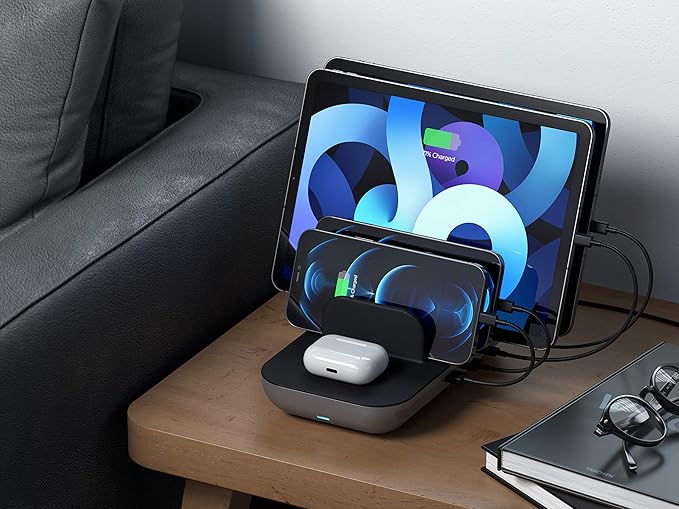 Satechi Multi Device Charging Station with Wireless Charging - for iPad Air/Pro, MacBook Air/Pro/Neo, iPhone 17 to 12 Series, AirPods, Apple Watch, and More