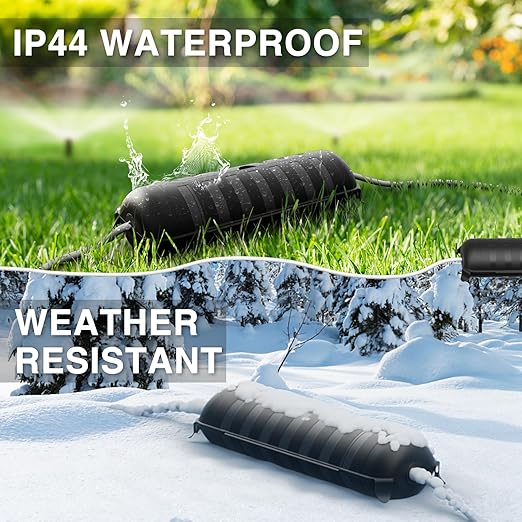 Flemoon Outdoor Extension Cord Safety Cover with Waterproof Protector Seal, Weatherproof Electrical Connection Box for Outdoor Outlets, Plugs, Sockets, Holiday Decorations, Power Tools, Black