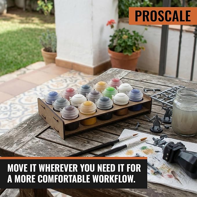 PROSCALE Mini Paint Holder for Miniatures & Modeling, Compact Project Paint Organizer Tray for 33mm Pots, Portable Tabletop Paint Rack, Compatible with Citadel (33mm)