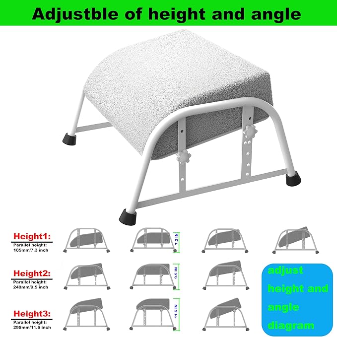 Under Desk Footrest with Memory Foam,Adjustable 10-Level Ergonomic Foot Rest for Office & Gaming Desk for Leg Rest,Reinforced Metal Frame,Non-Slip Base Extra Large（White with Baseplate
