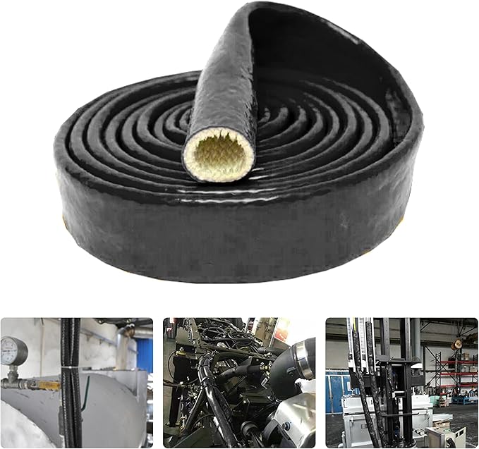 Heat Shield Fire Sleeve Silicone Coated Fiberglass 3/8" ID x 5FT for Automotive Hose Lines Wires& Electrical Wiring (Black)