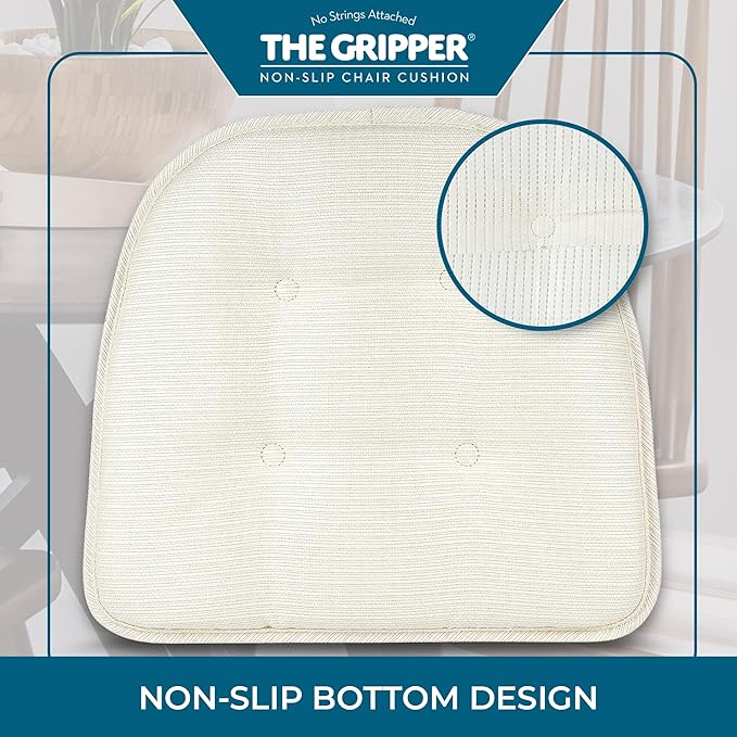 Non-Slip Chair Cushions, Assembled in USA, U-Shaped Skid-Proof Seat Pads for Dining Room, Kitchen, Office, 15"x16"